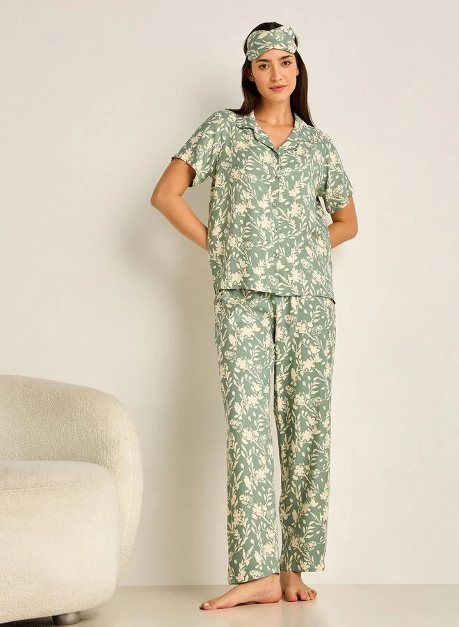Splash FAV Pyjama Set Button-Down Shirt & Trousers Viscose